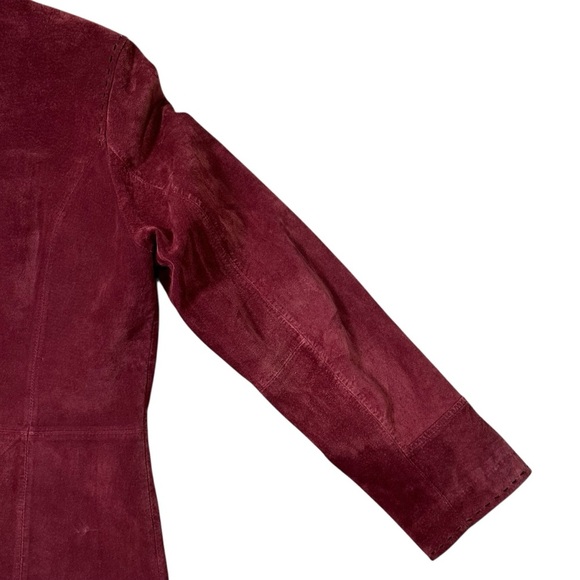 Vintage Bernardo Women’s M Red Burgundy Suede Leather Full Zip Lined Jacket Coat - Picture 9 of 14